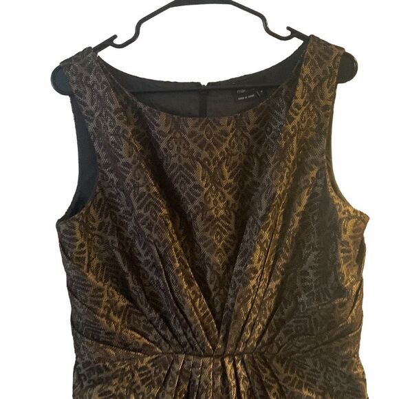 Pre Owned Women’s Max Cleo Zip Sleeveless Dress Gold Black Size 14 Festive Fun - Picture 5 of 12